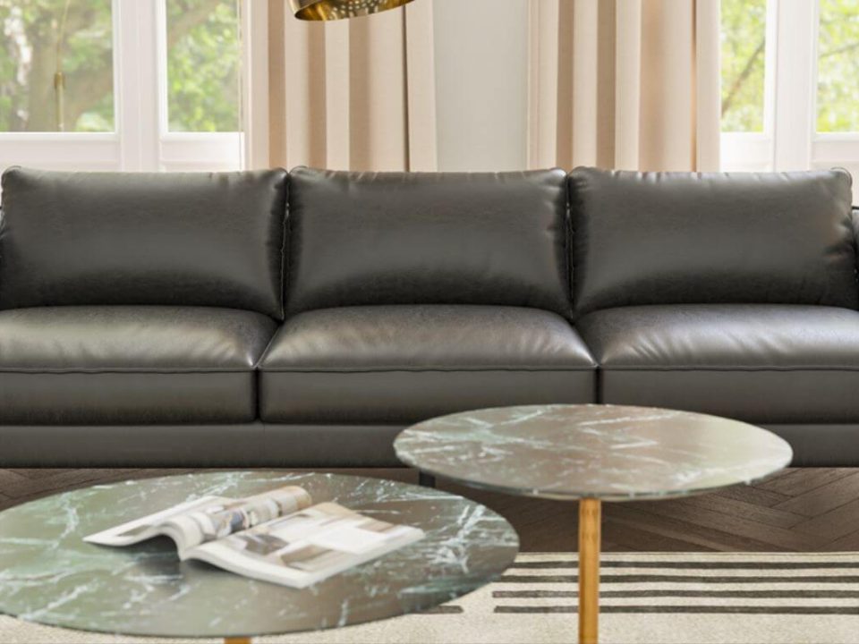 Office Luxury Sofa Black Leather