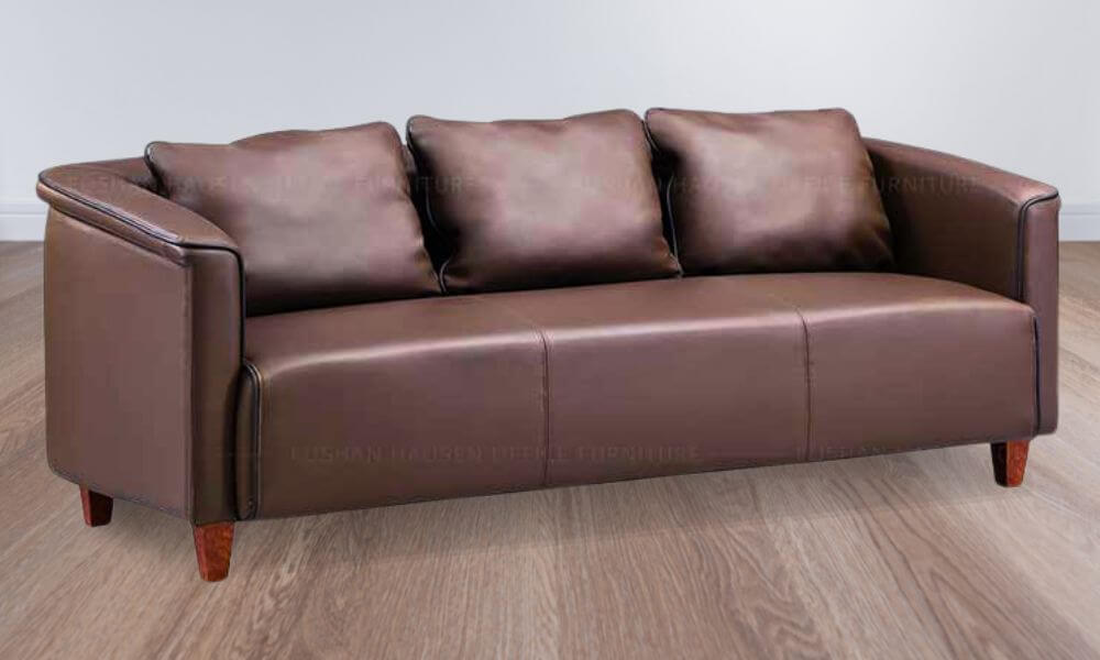 Brown Leather Classic Office Sofa Set