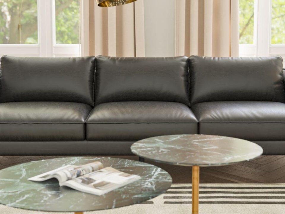 Luxury office Sofa set black leather