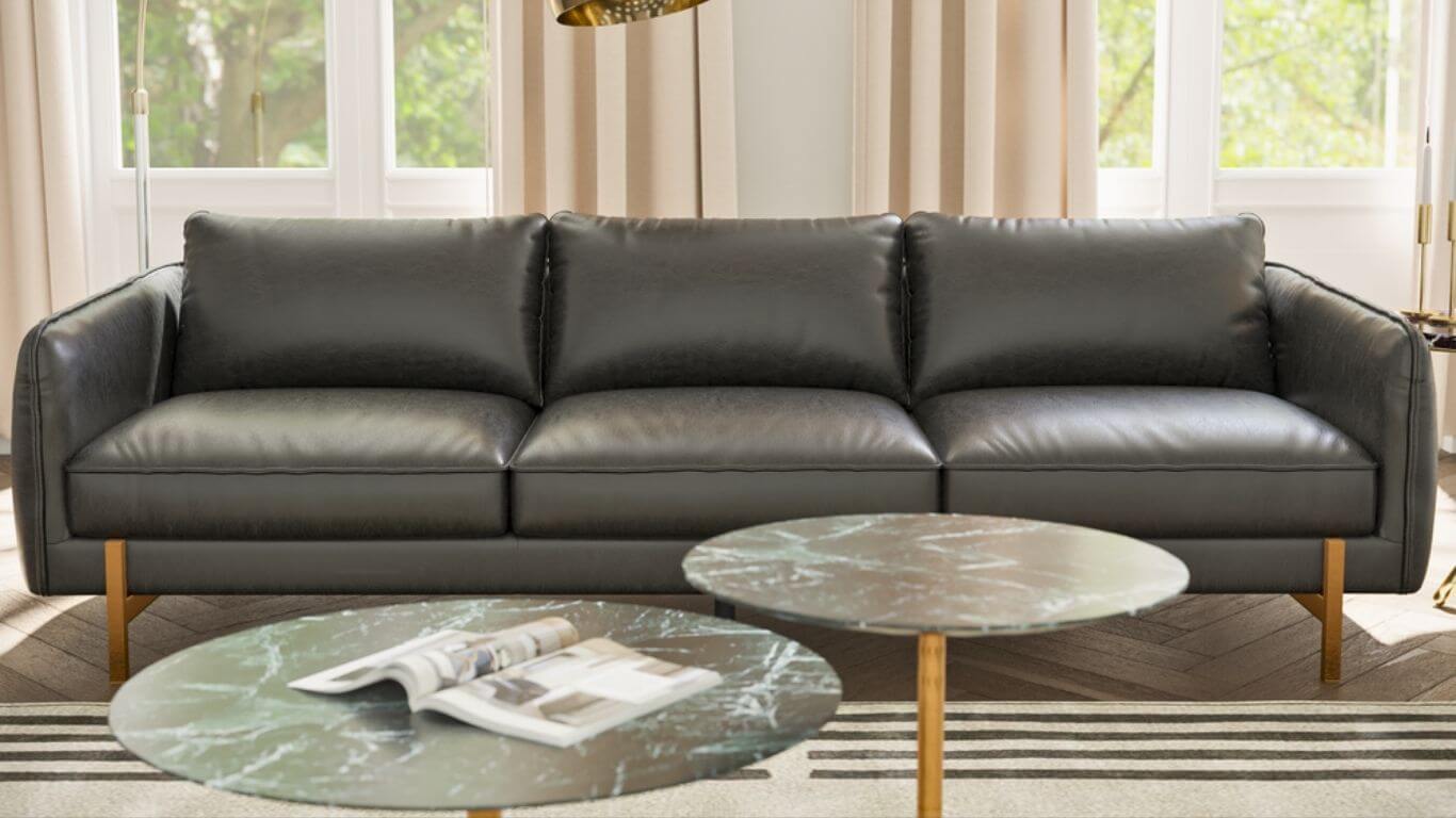 Luxury office Sofa set black leather