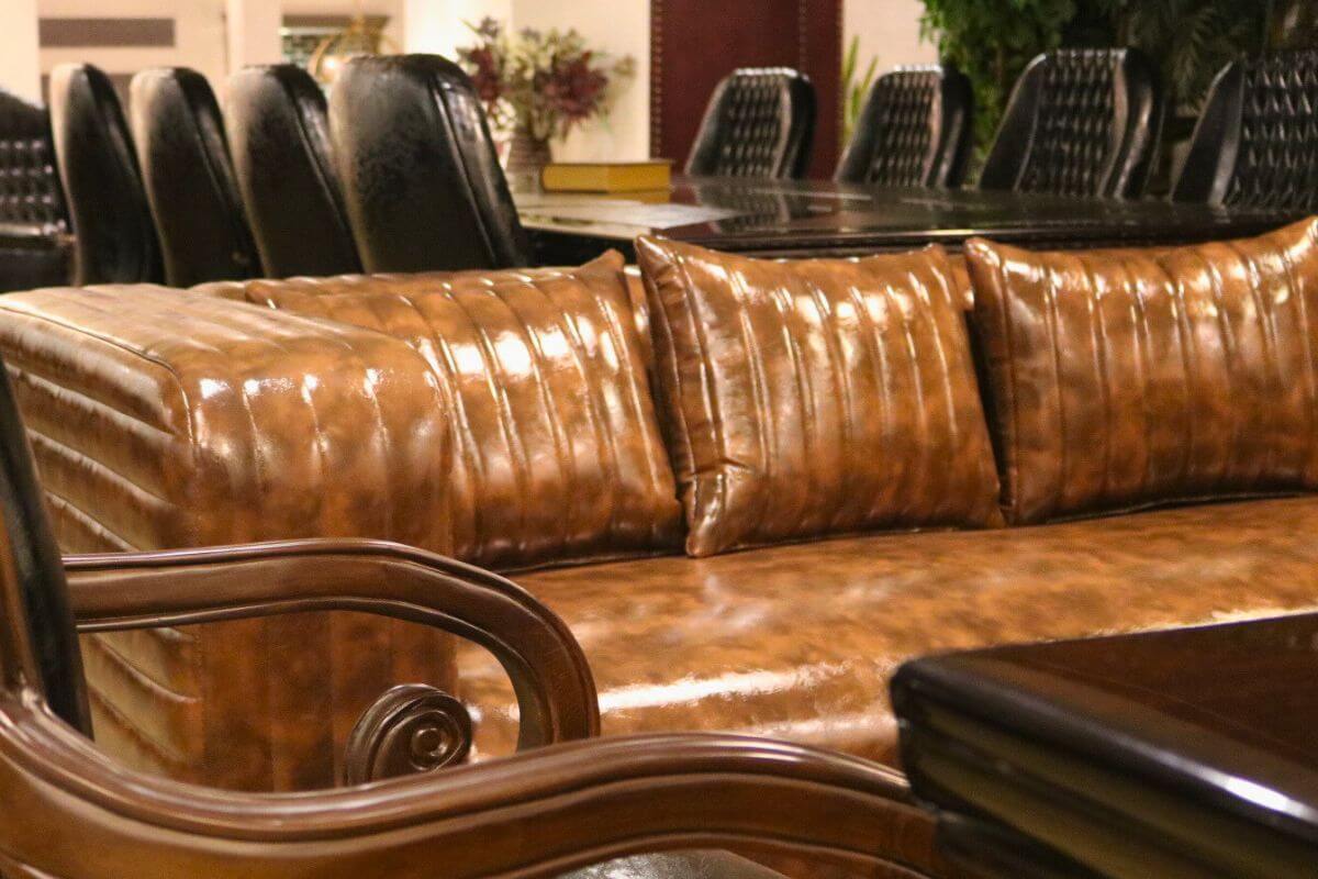 Brown Leather Classic Management Sofa