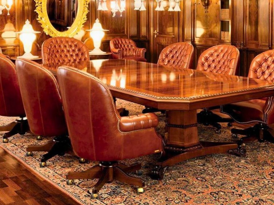 Luxury conference desk with leather conference chair