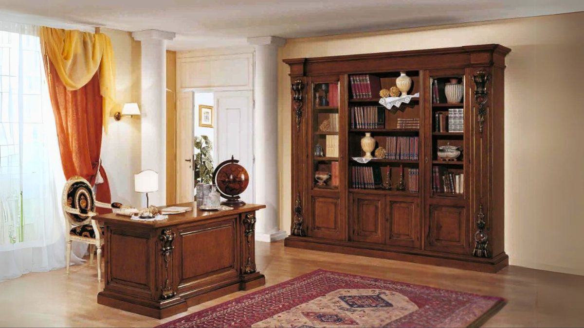 Classic office management desk and bookcase